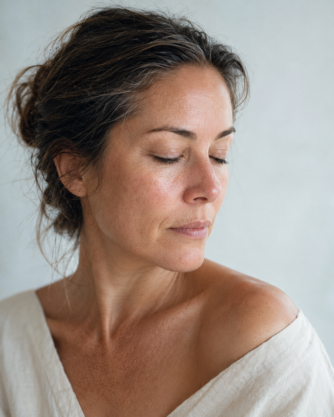 Editorial portrait of a woman in soft natural light